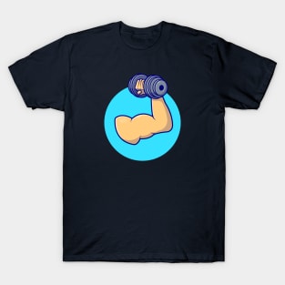 Hand Lifting Dumbbell Cartoon Vector Icon Illustration (2) T-Shirt